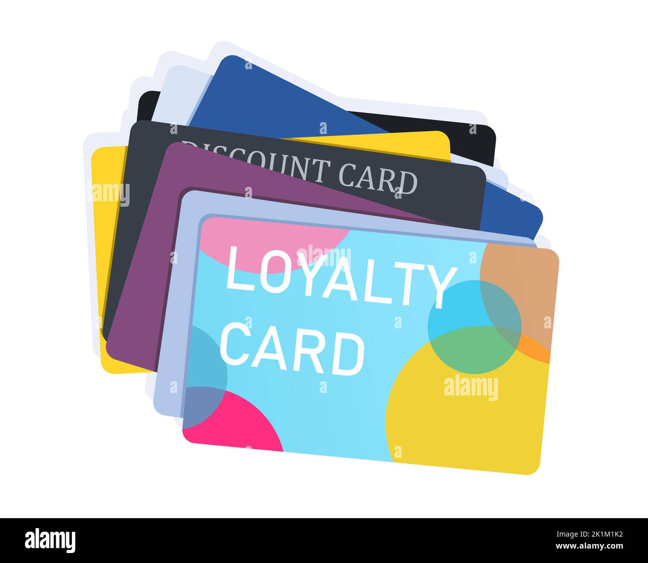 Loyalty cards, club membership cards and discount cards. Vector illustration. Retail customer problem. Stock Vector