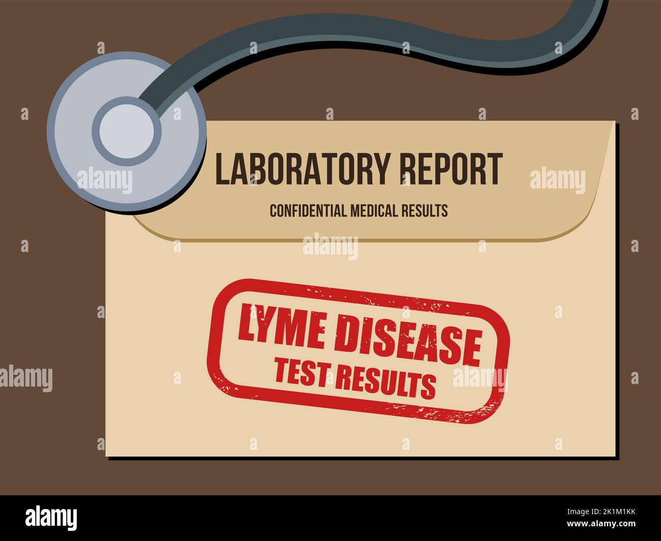 Lyme disease laboratory test results. Health concept. Medical laboratory report envelope. Vector illustration. Stock Vector