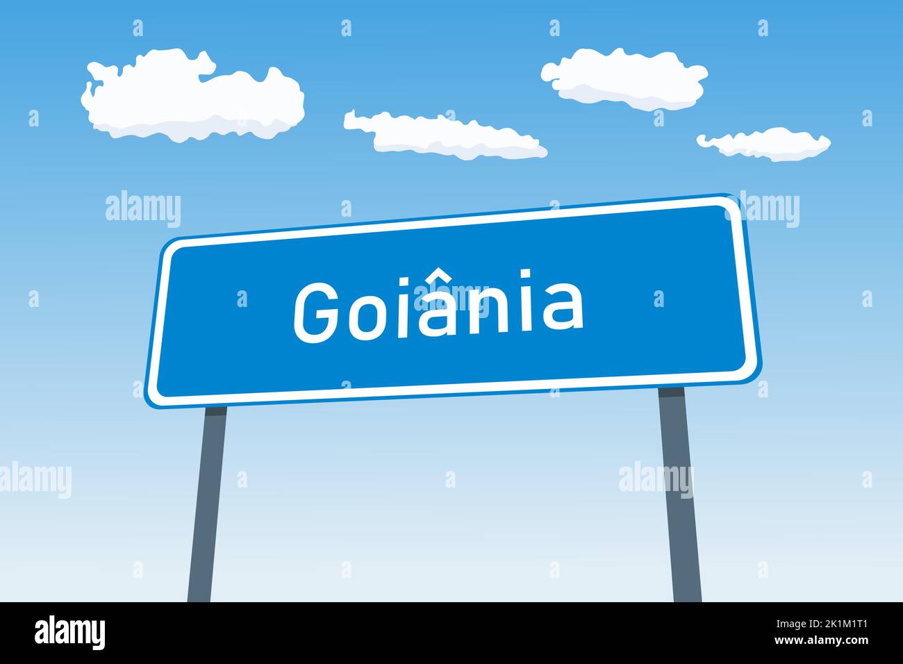 Goiania city sign in Brazil. City limit welcome road sign. Stock Vector