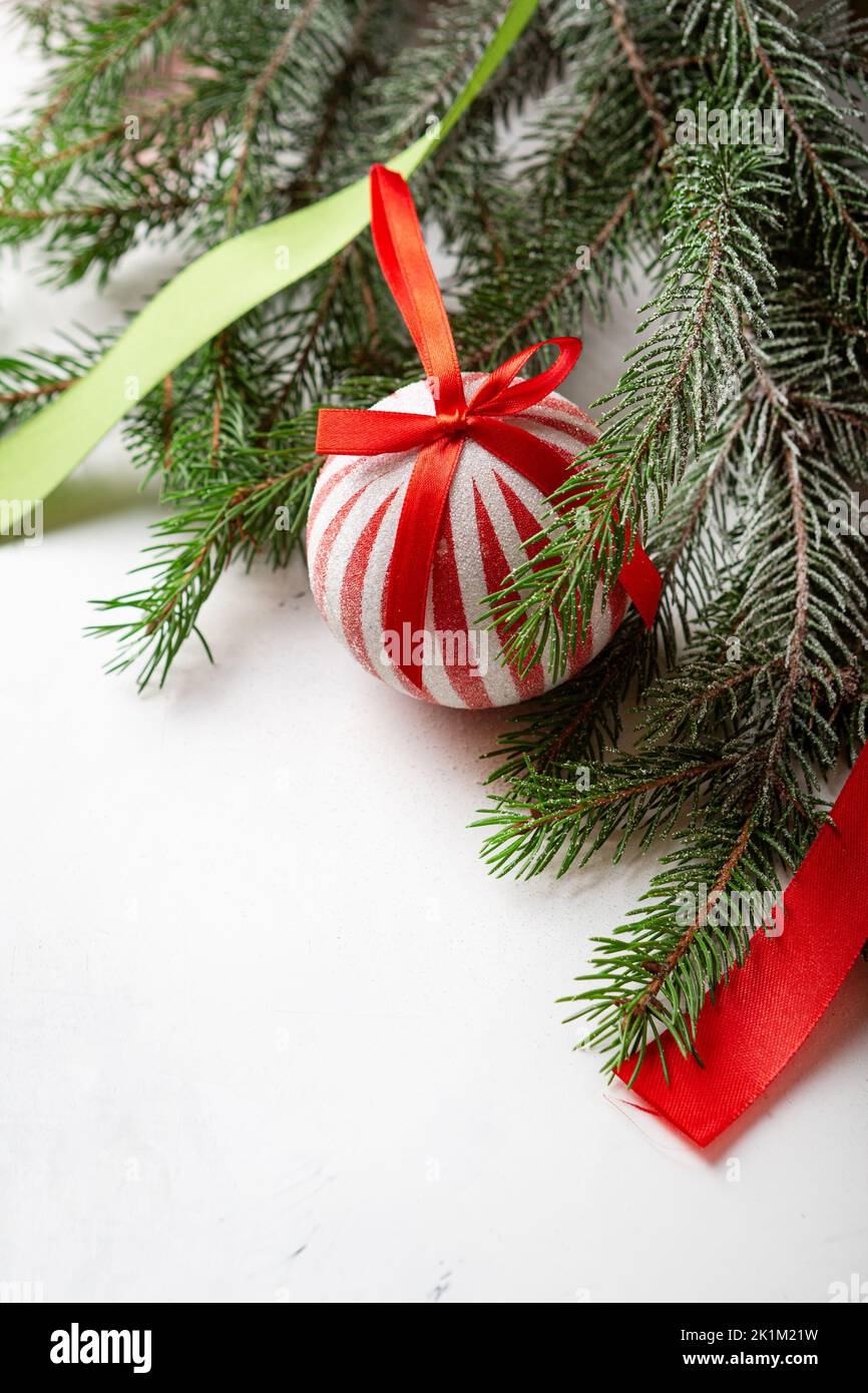 One vintage Christmas decorations ball holiday background Stock Photo