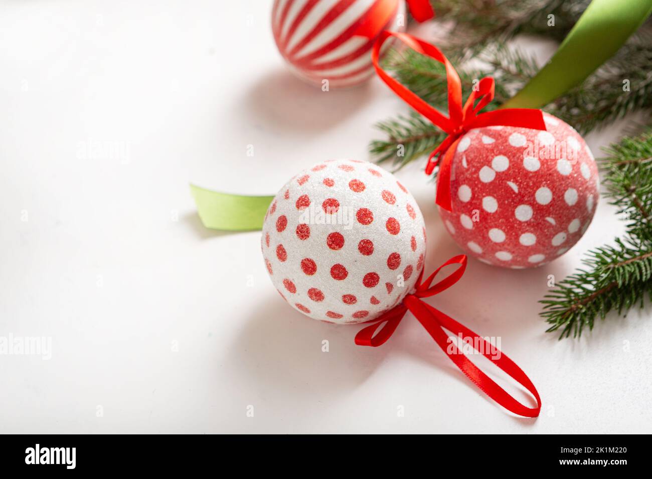 Vintage Christmas decorations ball holiday background Stock Photo