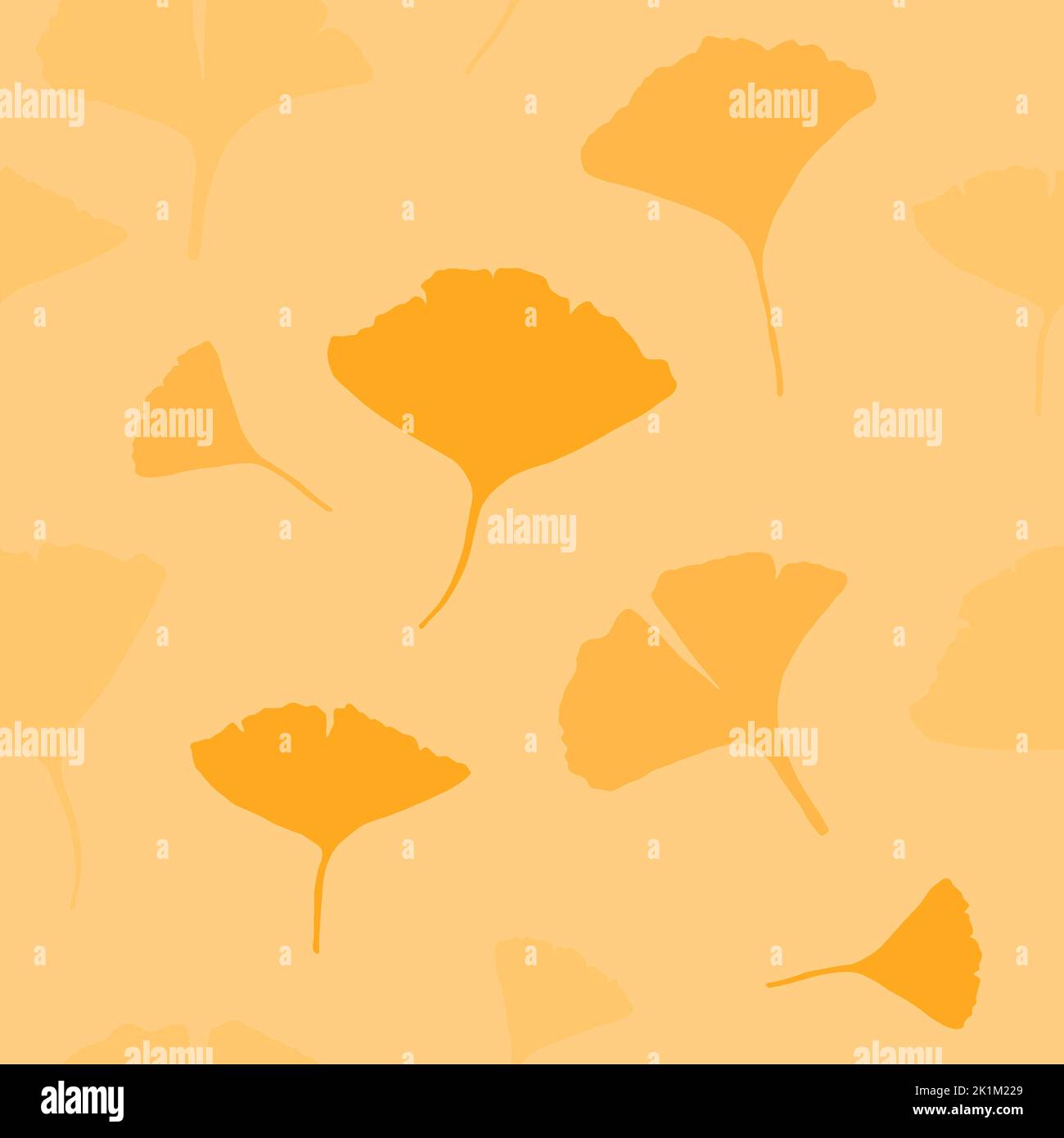 Ginkgo biloba leaves seamless pattern design. Japanese style fashion ginkgo leaf background. Stock Vector