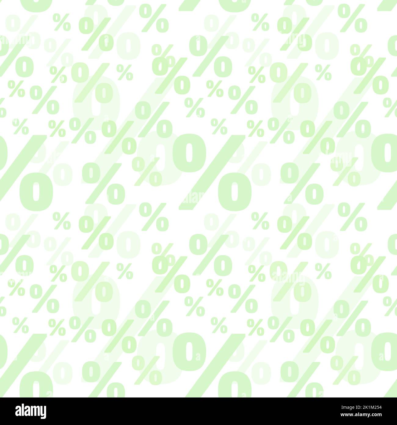 Percent seamless background. Advertisement promo texture with percent symbol. Light green color. Stock Vector