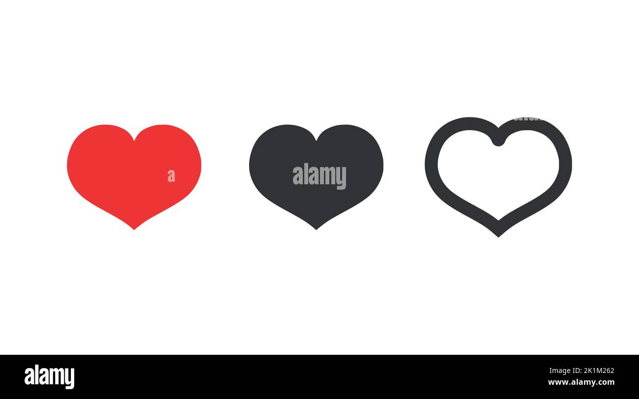 Heart shape vector icon set. Simple hearts. Stock Vector