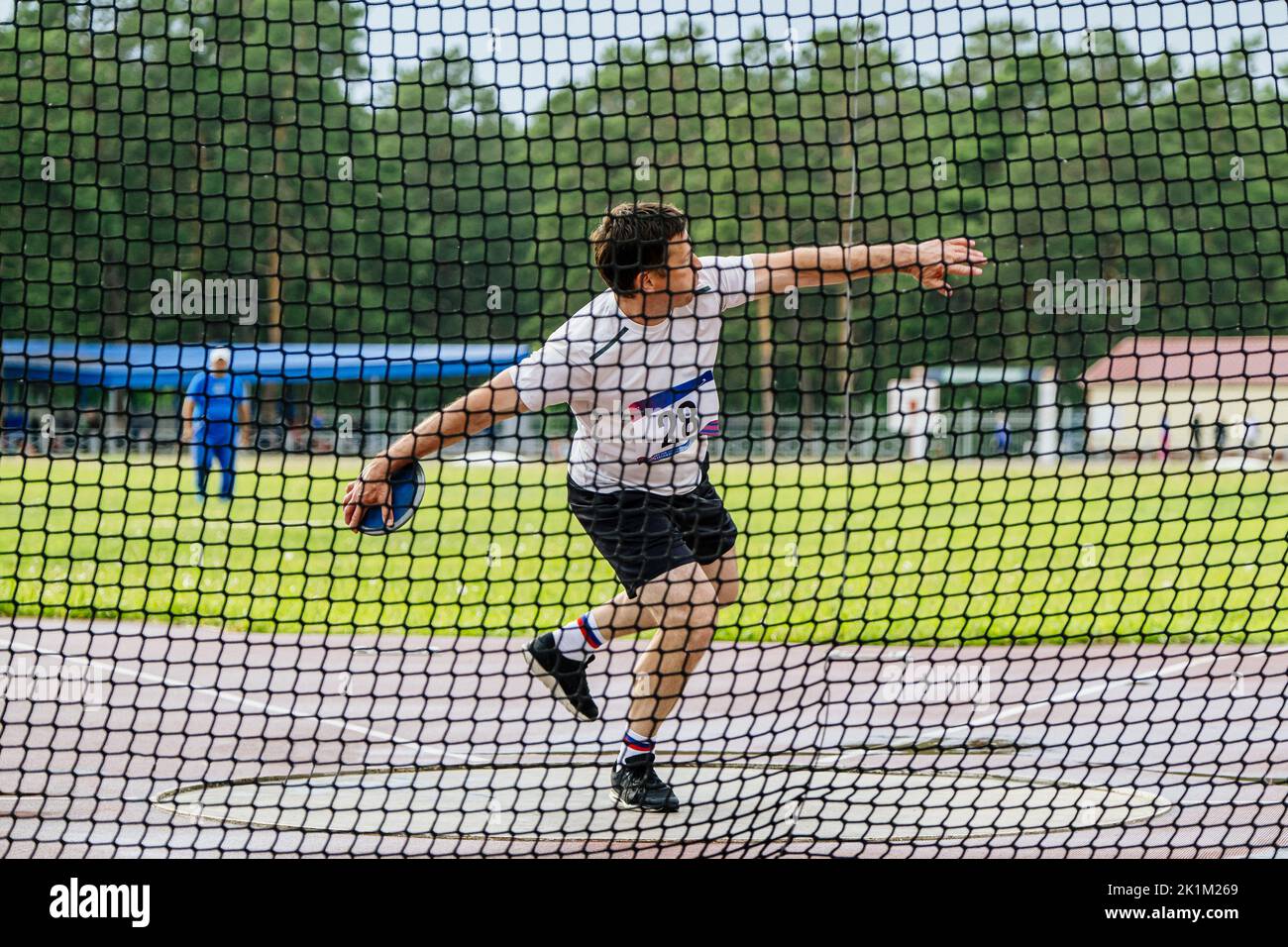 athlete thrower attempt in discus throwing Stock Photo