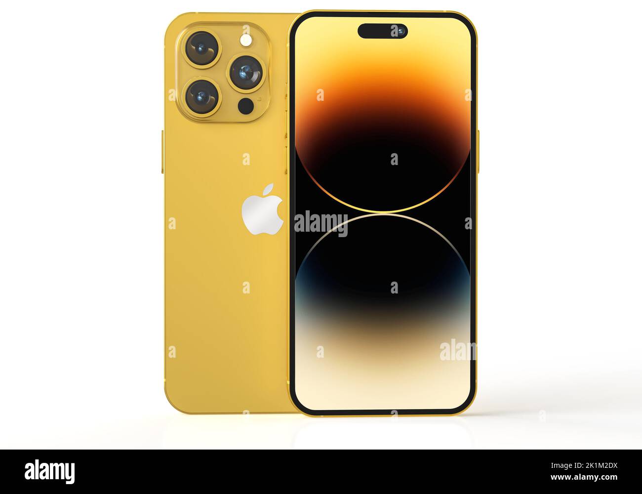 Realistic IPhone 14 Pro Max set with front and back view studio shot : Bangkok, Thailand - SEP 16, 2022 Stock Photo