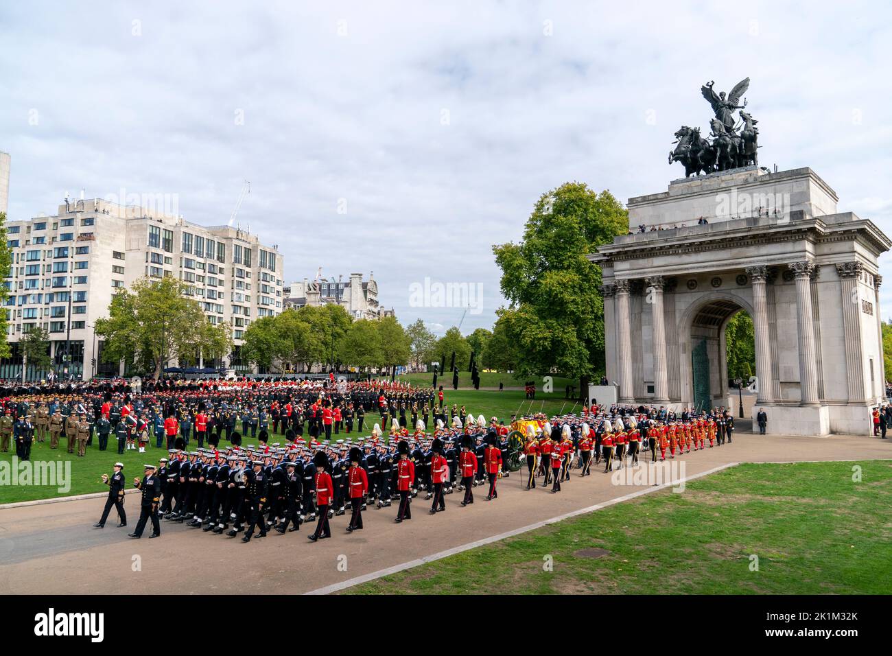 The State Gun Carriage carrying the coffin of Queen Elizabeth II