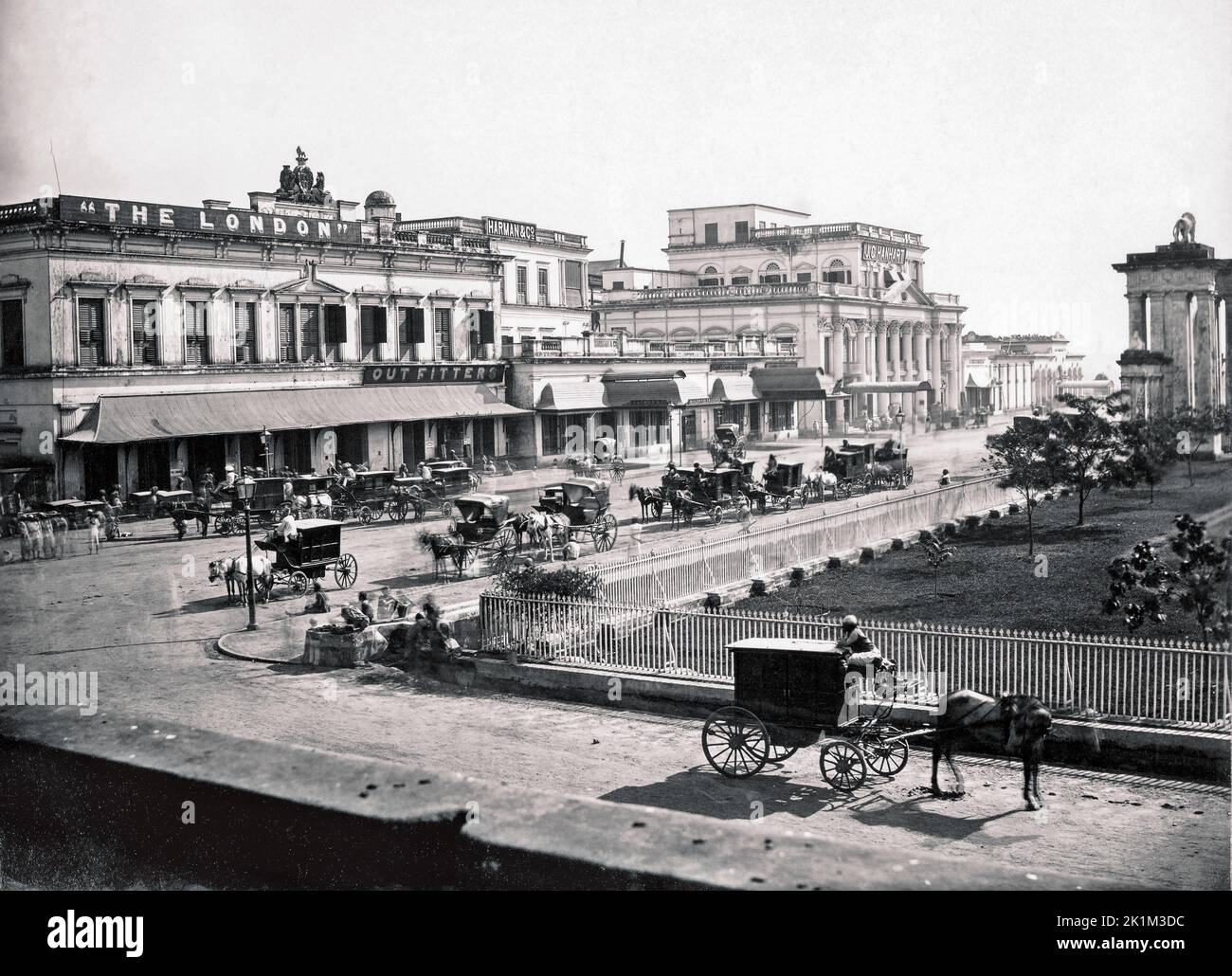 Old Court House Street, Kolkata, (formally Calcutta), India in the 1860's.  Possibly by British photographer Samuel Bourne, 1834 - 1912. Stock Photo