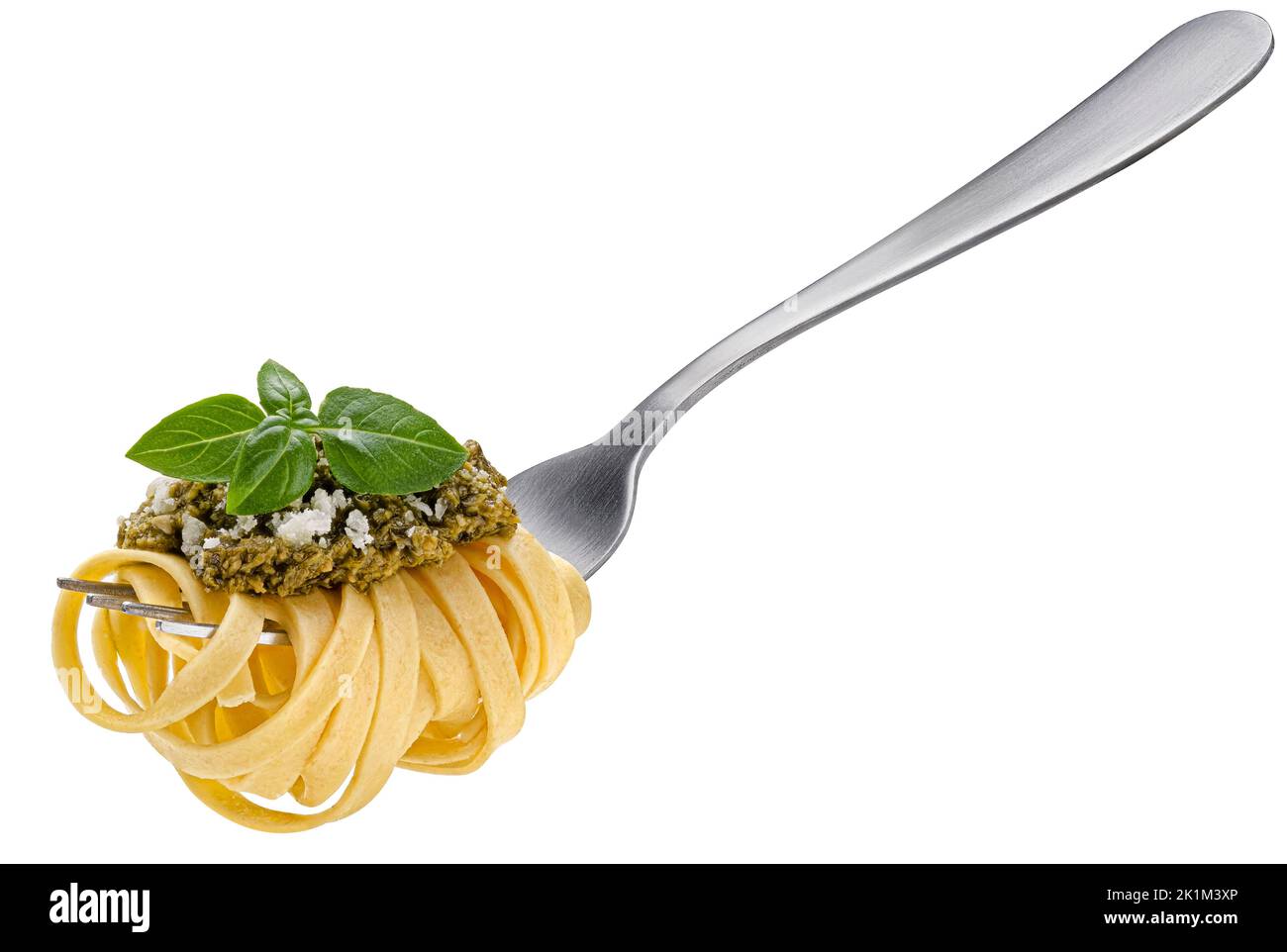 Fettuccine on fork, spaghetti isolated on white background Stock Photo Alamy