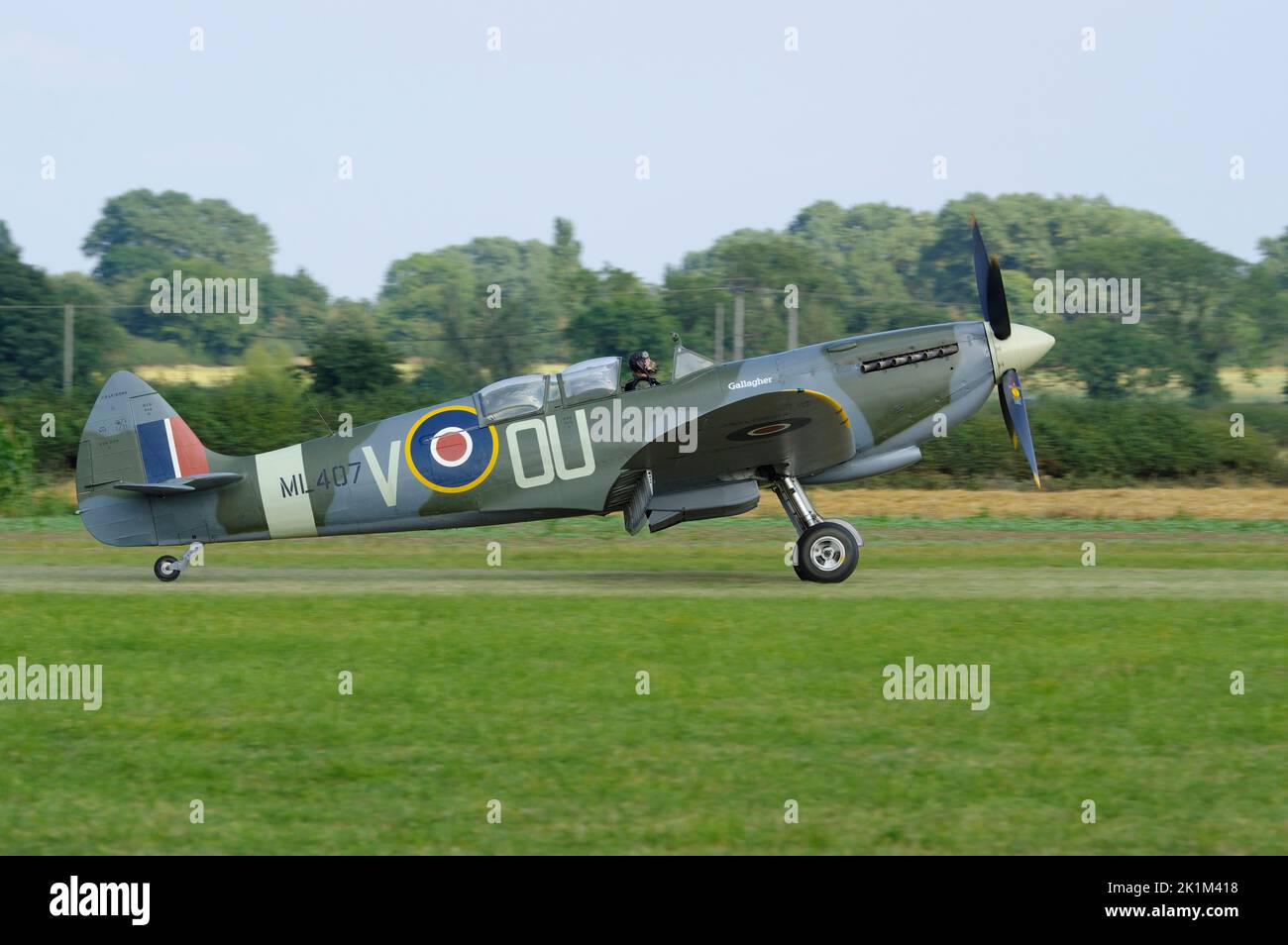Vickers Supermarine Spitfire Two-Seater, ML407, The Victory Show, Foxlands Farm, Cosby, Leicestershire, England, Stock Photo