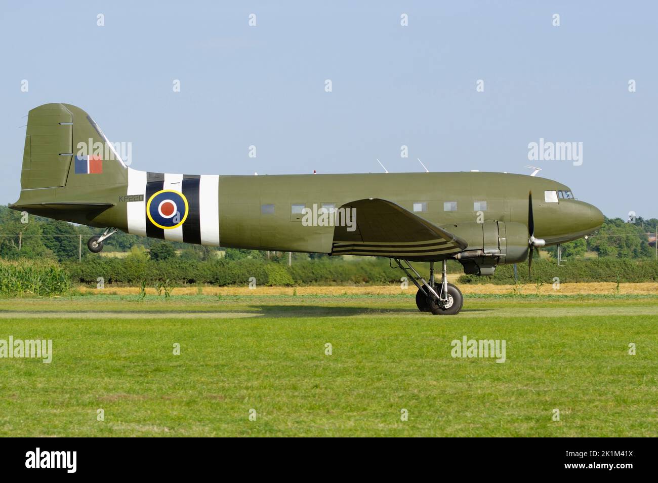 Douglas DC-3, C-47, Dakota, KP220, G-ANAF, The Victory Show, Foxlands Farm, Cosby, Leicestershire, England, Stock Photo