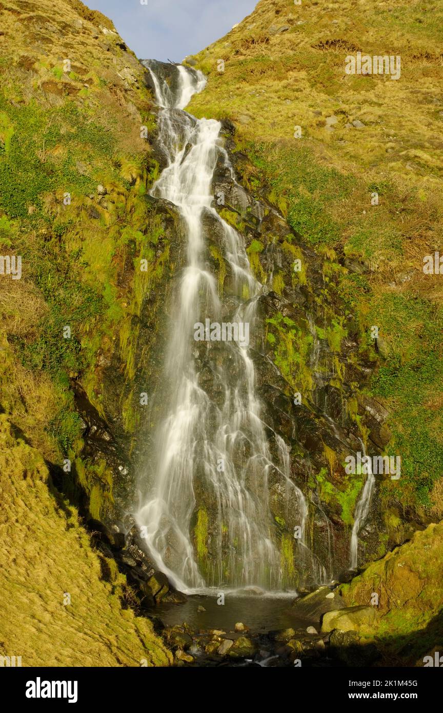 Pistyll YGaseg, Waterfall, Porth Ysgo, Lleyn Peninsula, North Wales. Stock Photo