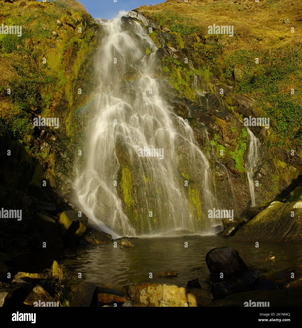 Pistyll Y Gaseg, Waterfall, Porth Ysgo, Lleyn Peninsula, North Wales, Stock Photo