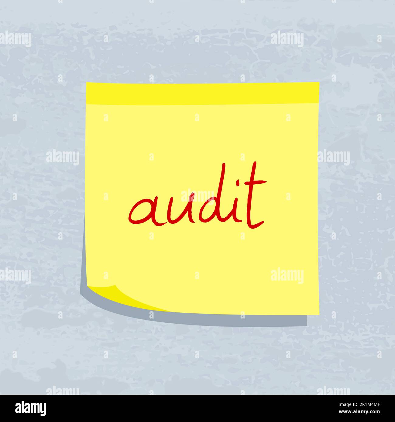 Audit message. Yellow sticky note message. Paper sign. Stock Vector