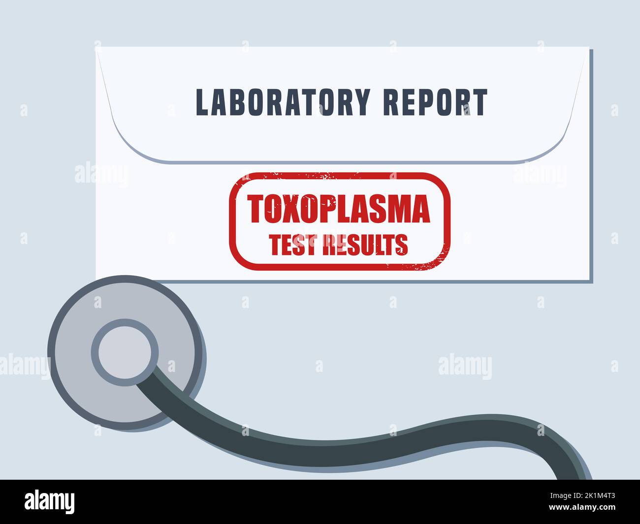 Toxoplasma medical test results envelope. Medical laboratory health screening report - vector illustration. Stock Vector
