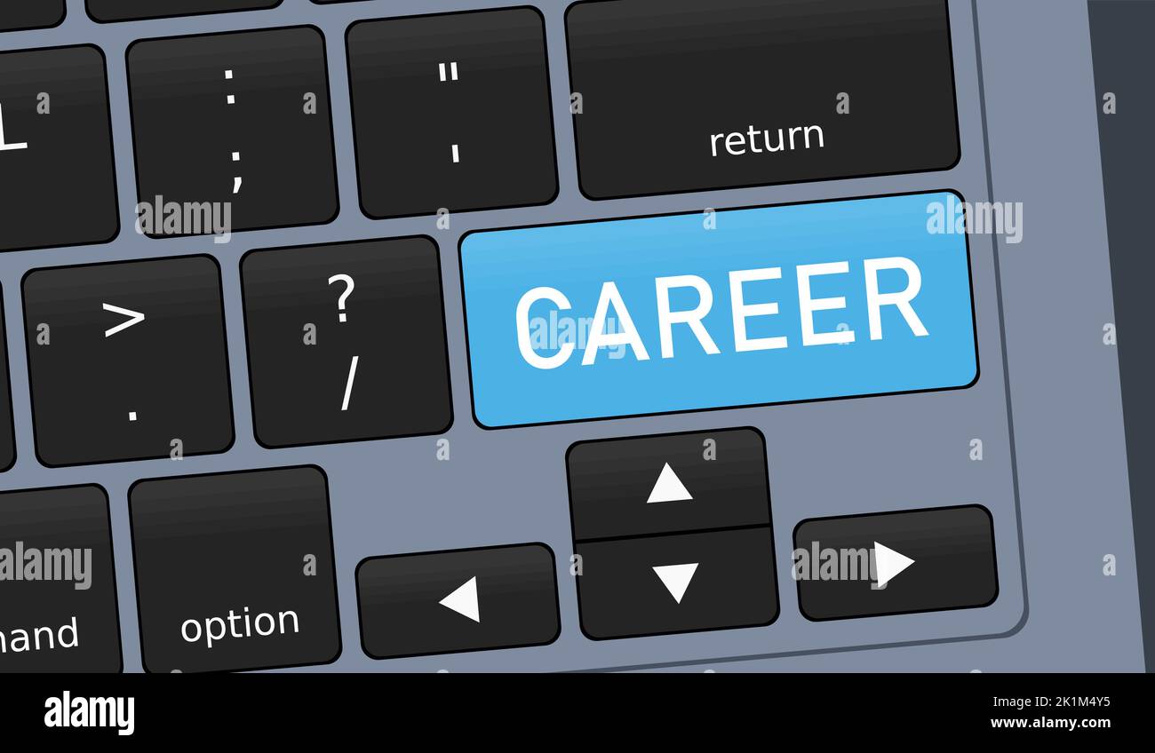 Career key on laptop keyboard. Concept vector illustration. Stock Vector