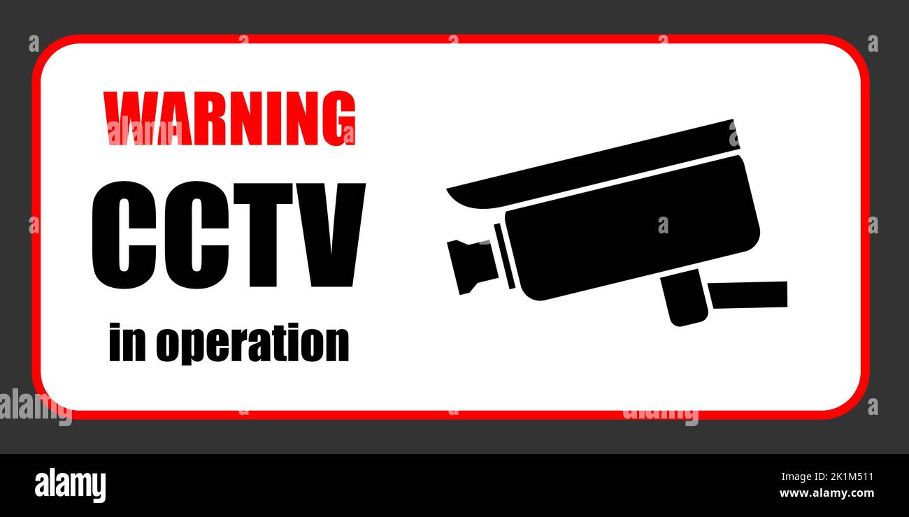 CCTV in operation warning sign. Vector sticker design for security camera CCTV warning. Stock Vector