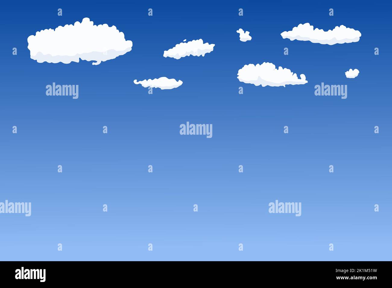 Sky background. Vector illustration. Blue sky white clouds with copyspace at the bottom. Stock Vector