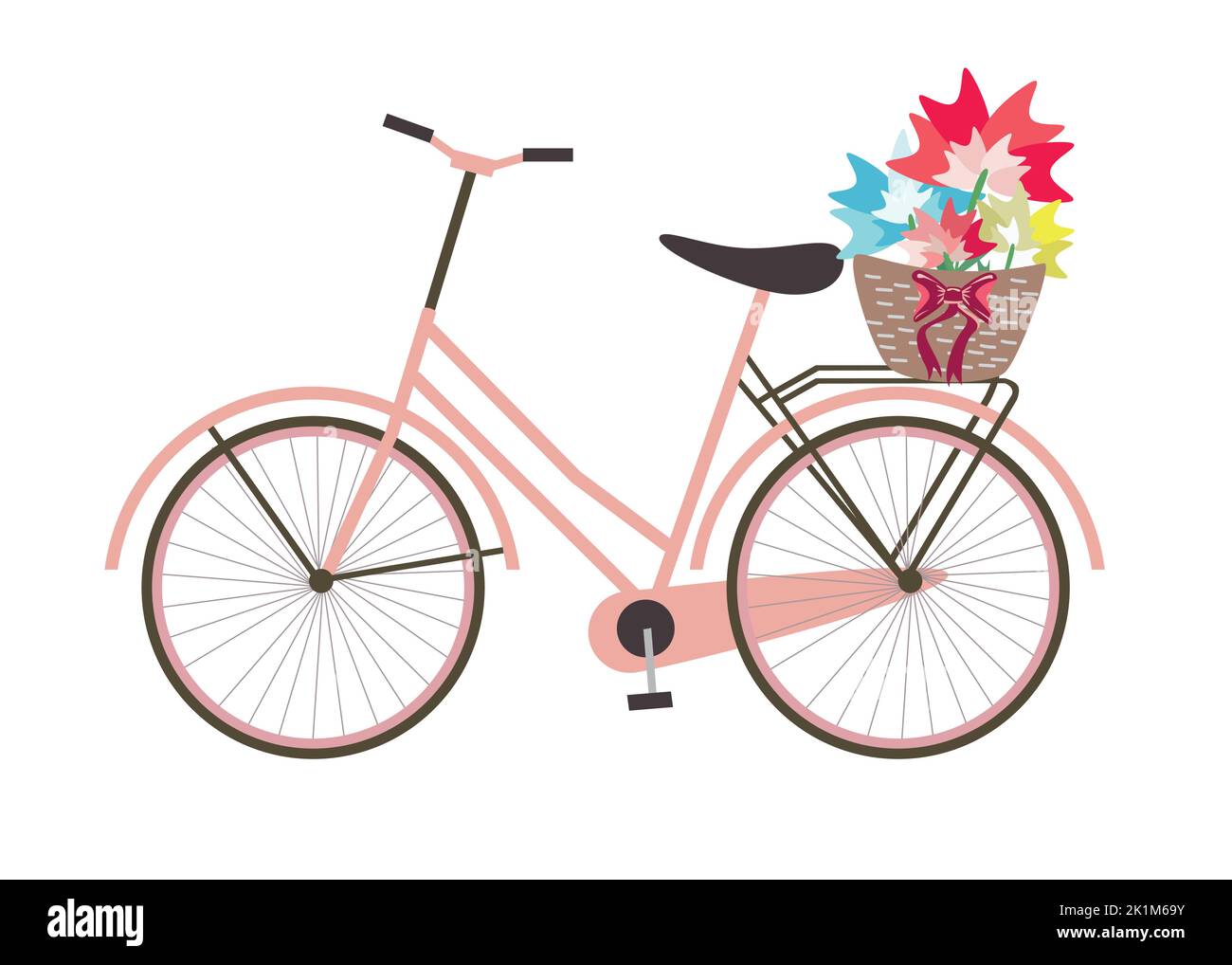 bicycle with basket of flowers vector spring theme Stock Vector Image & Art Alamy