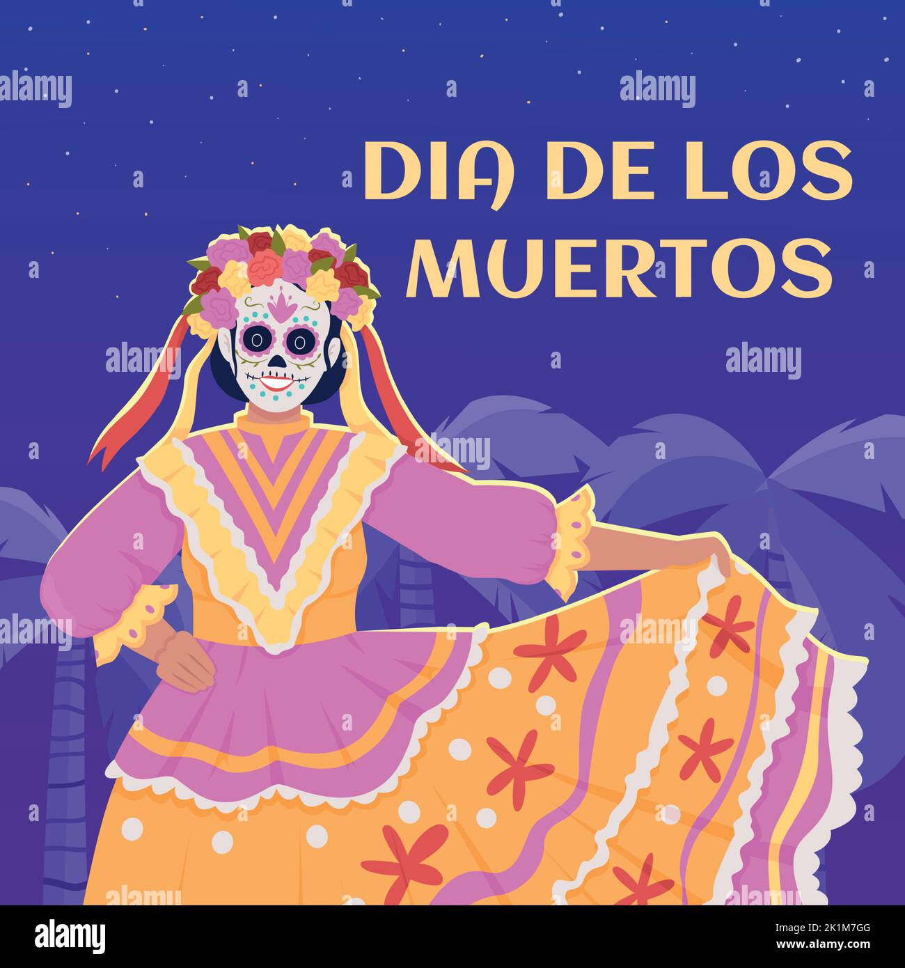 Dia De Los Muertos greeting card template Stock Vector Image & Art Alamy