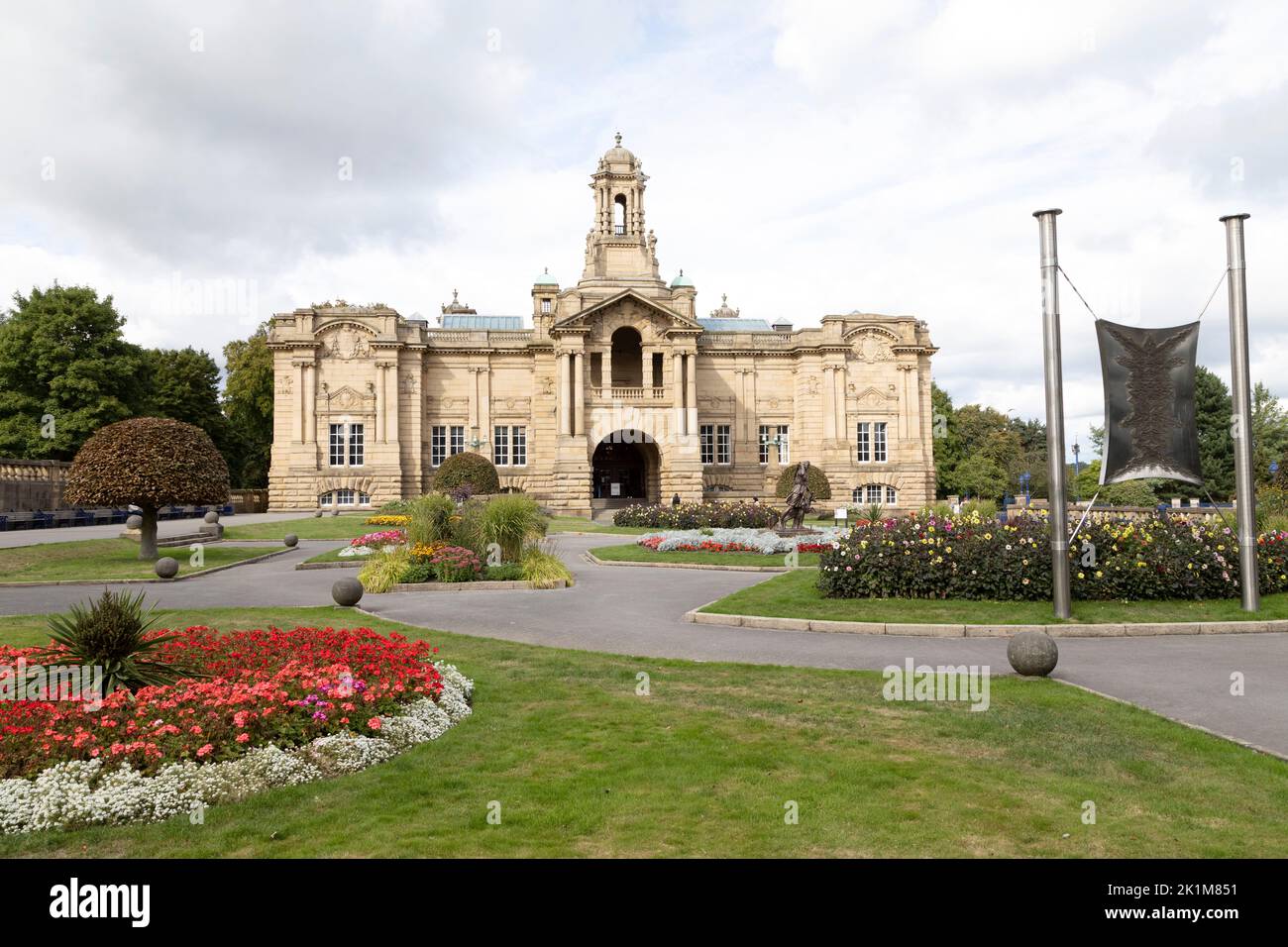 Cartwright Hall at Lister Park in Bradford, West Yorkshire. The hall houses a civic art gallery in a park named after a mill owner. Stock Photo
