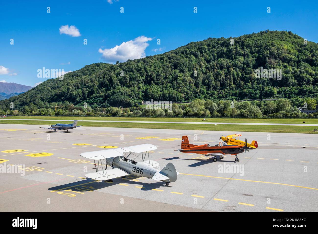 Switzerland, Canton Ticino, Lugano, Agno Airport Stock Photo