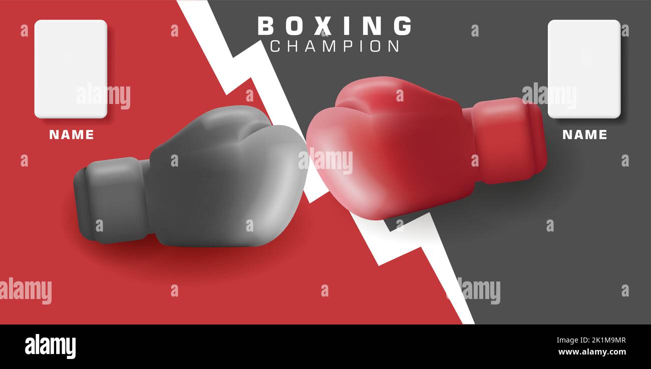 boxing gloves 3d illustration, boxing match poster with score tables
