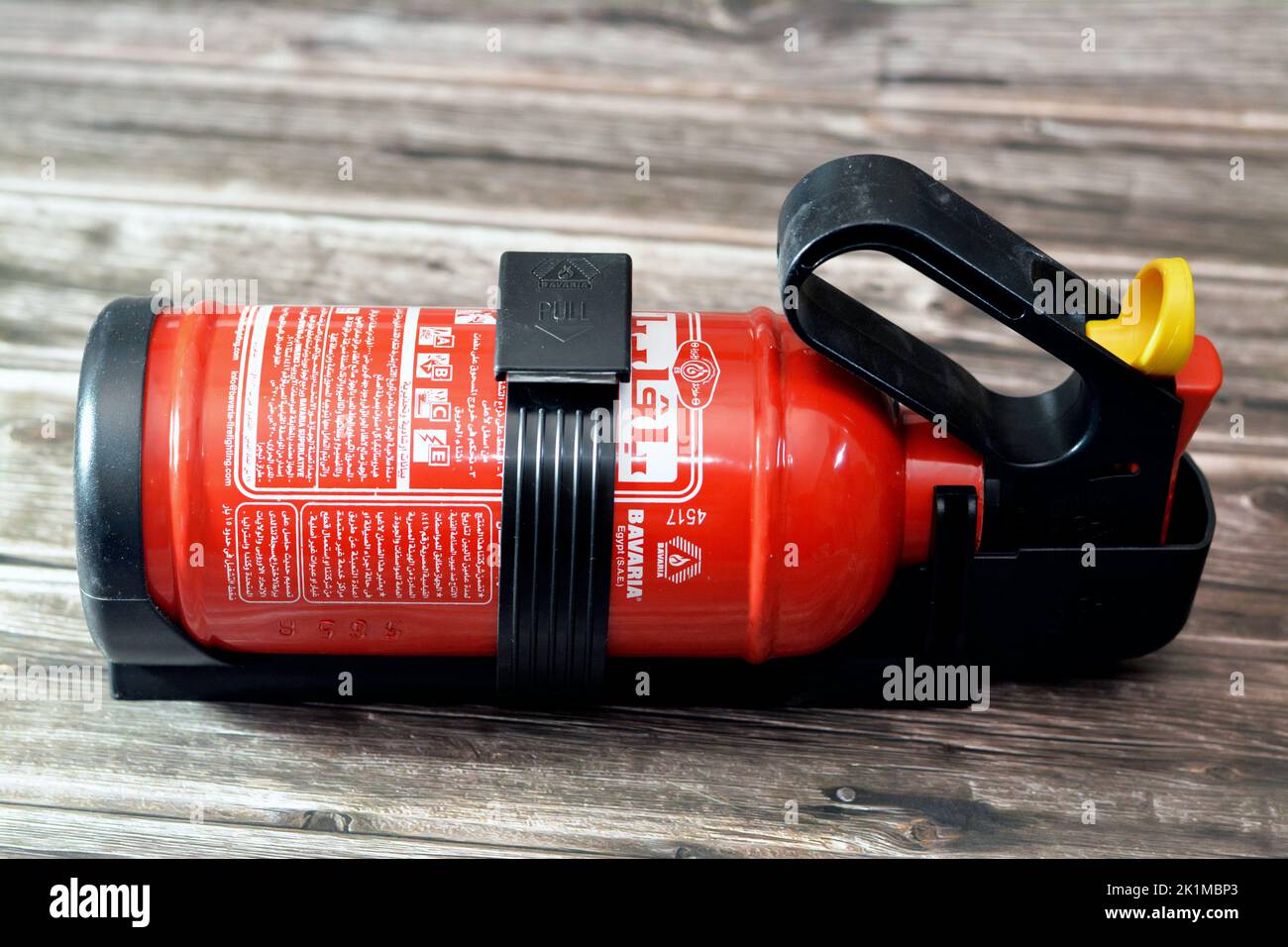 Cairo, Egypt, August 24 2022 Bavaria Tigra Fire Extinguisher 1