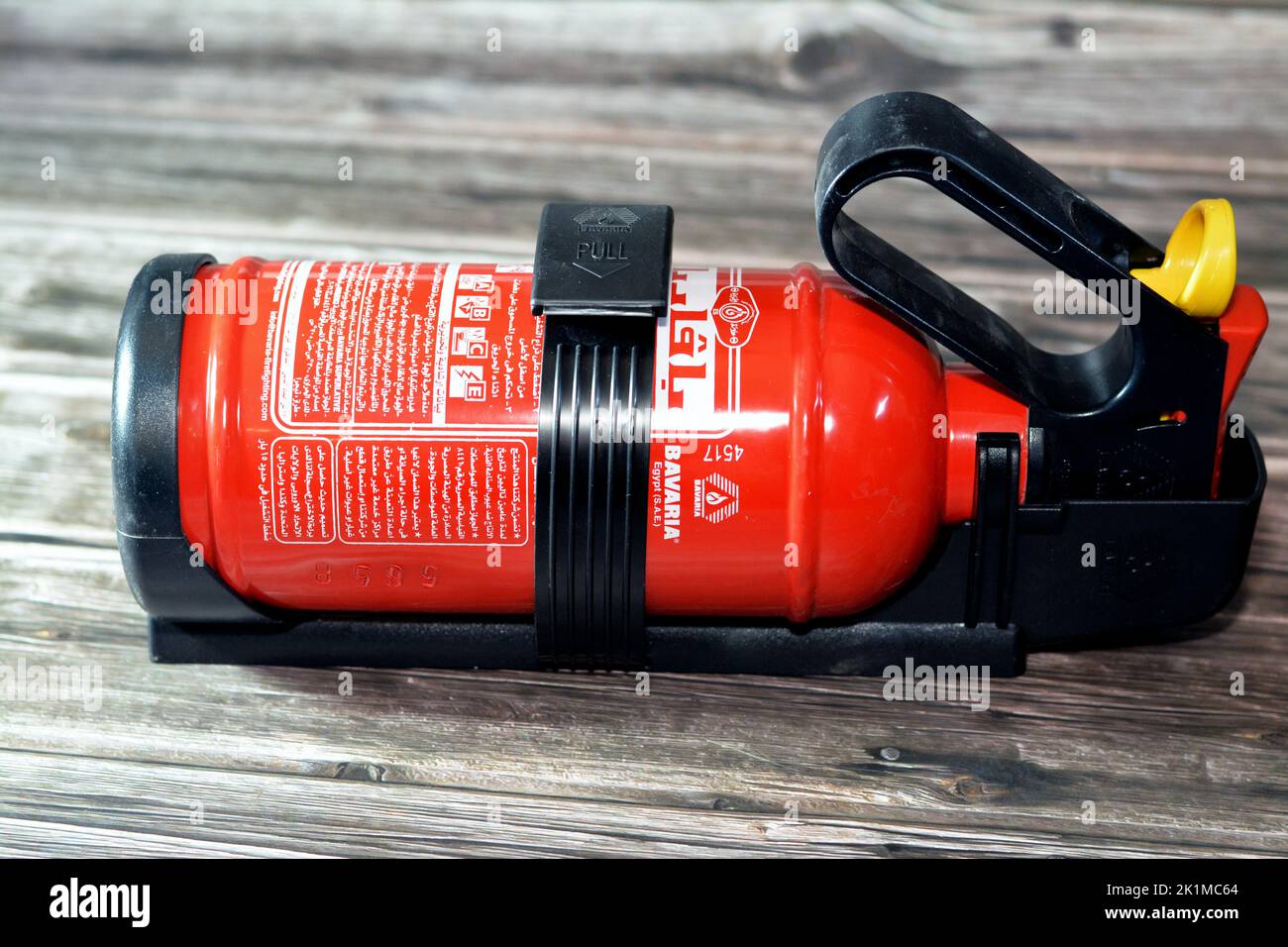 Cairo, Egypt, August 24 2022 Bavaria Tigra Fire Extinguisher 1