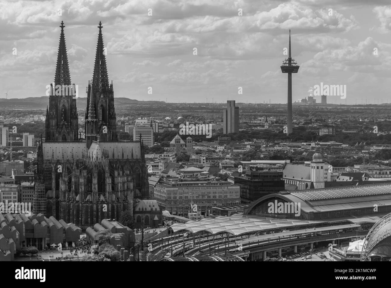 View on the Cologne Cathedral and Colonius Tower Stock Photo