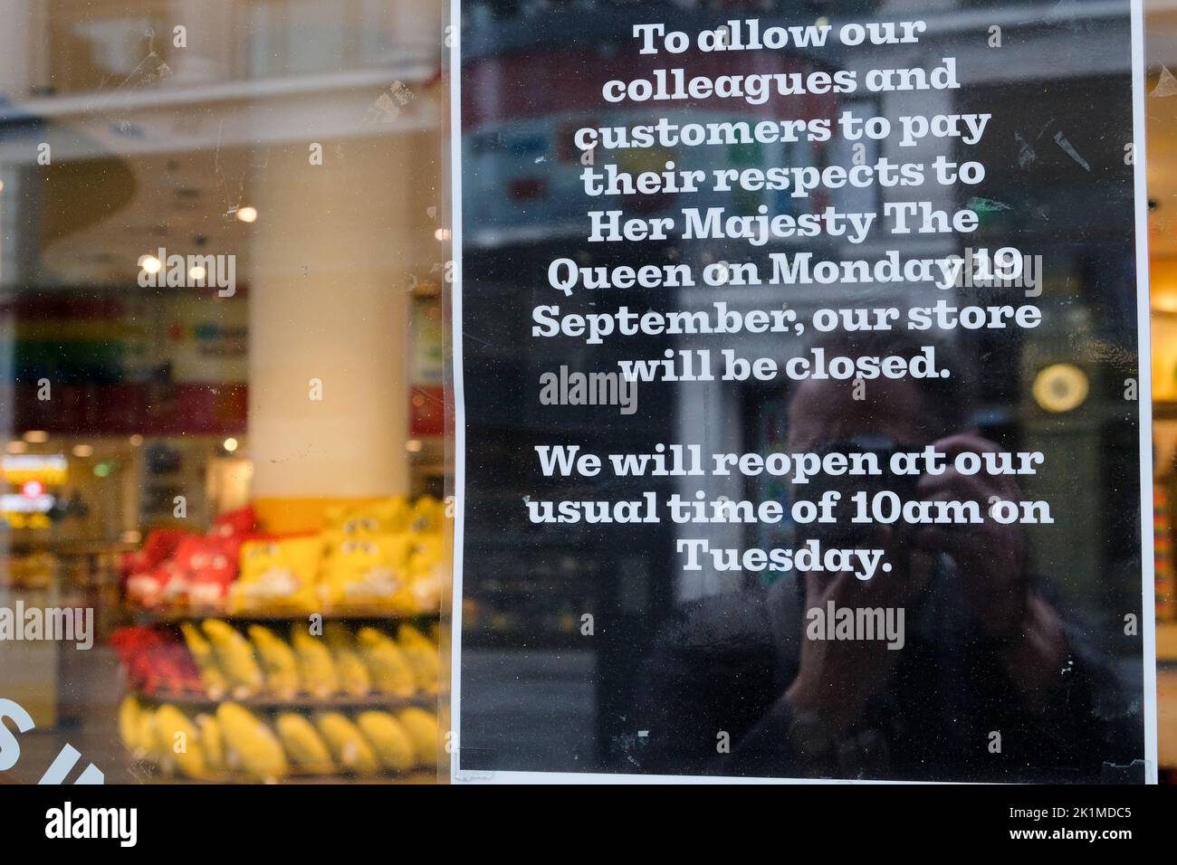 London, UK. 19th Sept 2022. Many West End shops are closed for the State Funeral of Her Majesty The Queen. Credit: Matthew Chattle/Alamy Live News Stock Photo