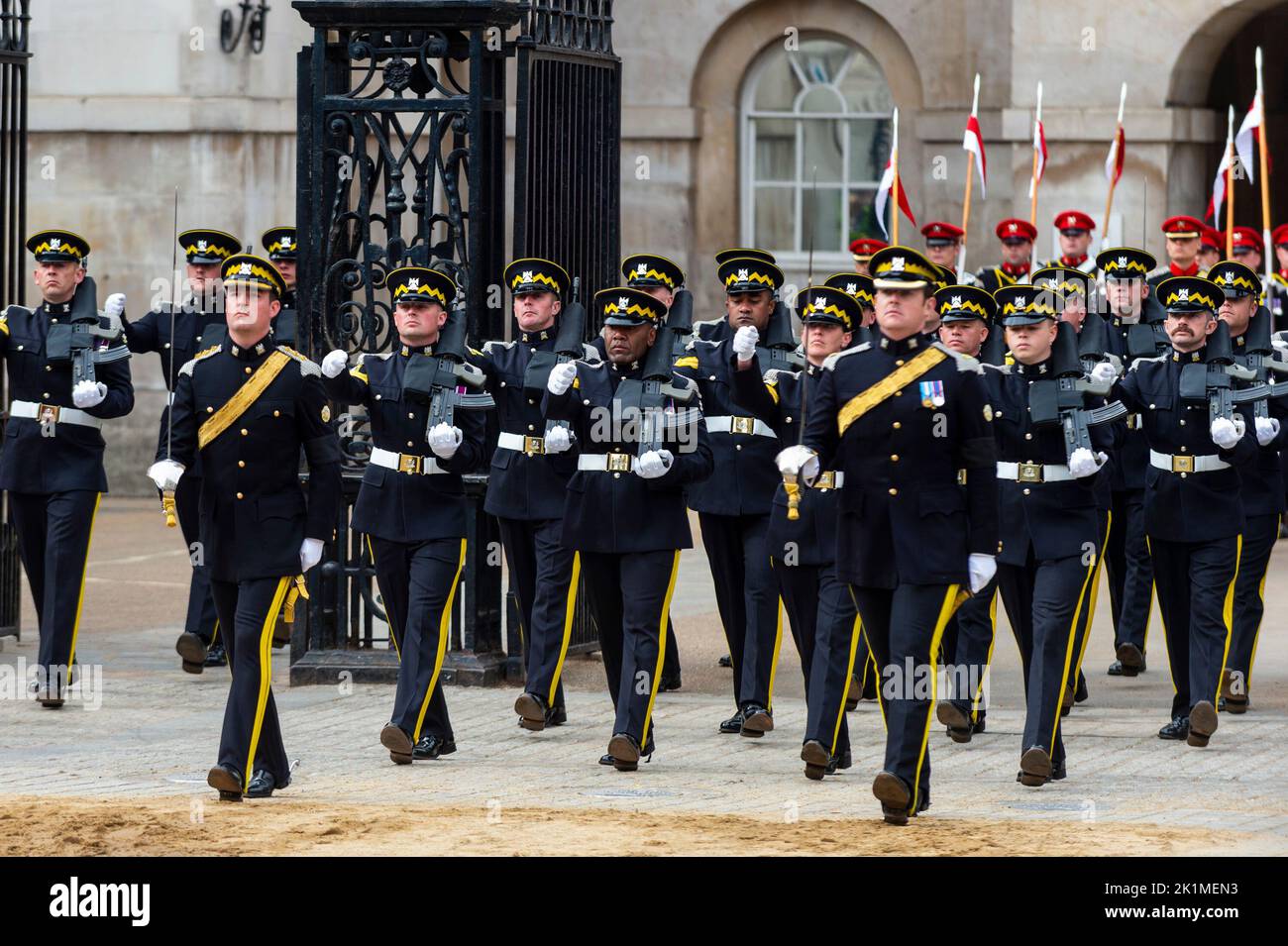 London, UK. 19 September 2022. Members of the armed forces arrive from