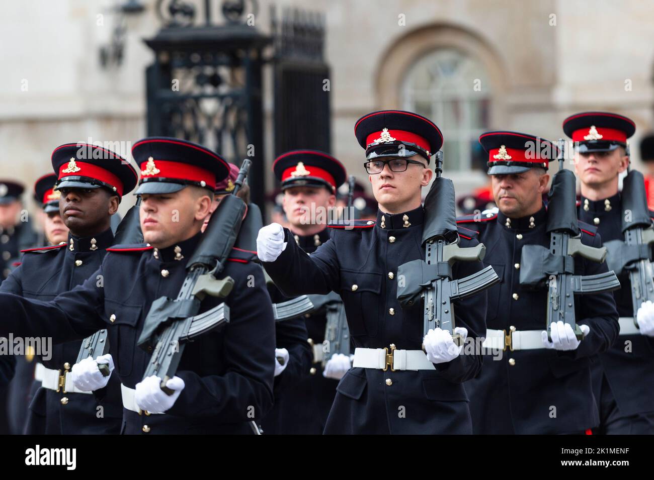 London, UK. 19 September 2022. Members of the armed forces arrive from