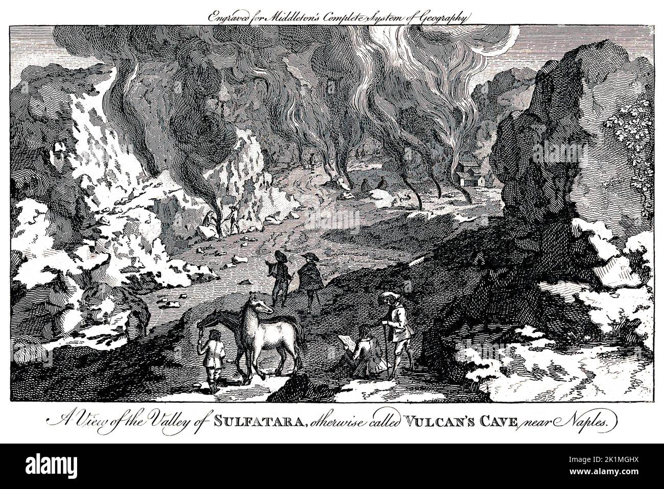 A view of the valley of Sulfatara, otherwise called Vulcan's Cave near Naples, Italy, 1777 Stock Photo