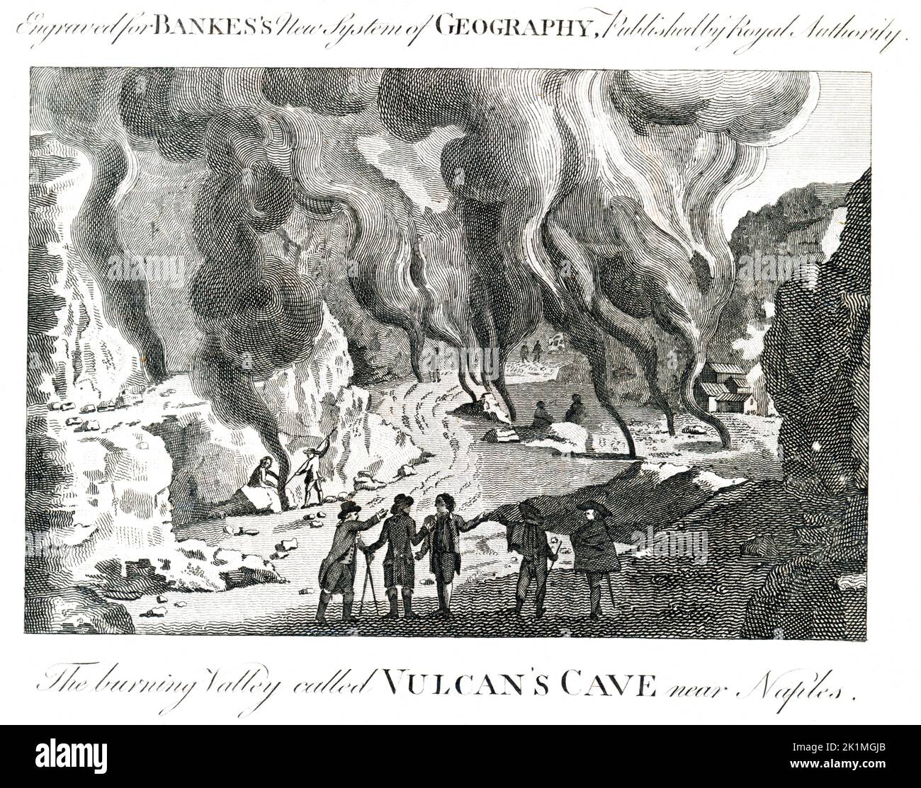 The burning valley called Vulcan's Cave near Naples, Italy 1797 Stock Photo