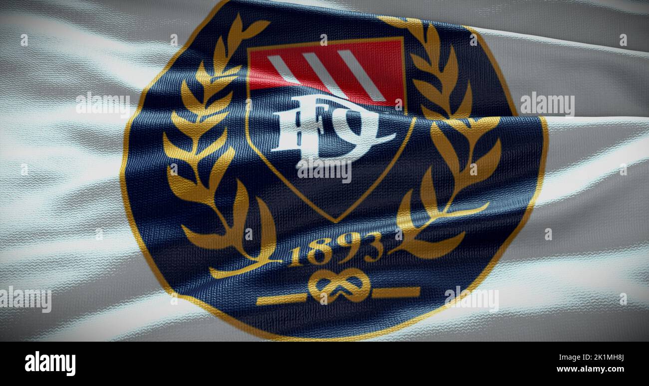 Barcelona, Spain - 17 September 2022: Dundee FC football club, soccer team logo. 3D illustration, Illustrative Editorial. Stock Photo