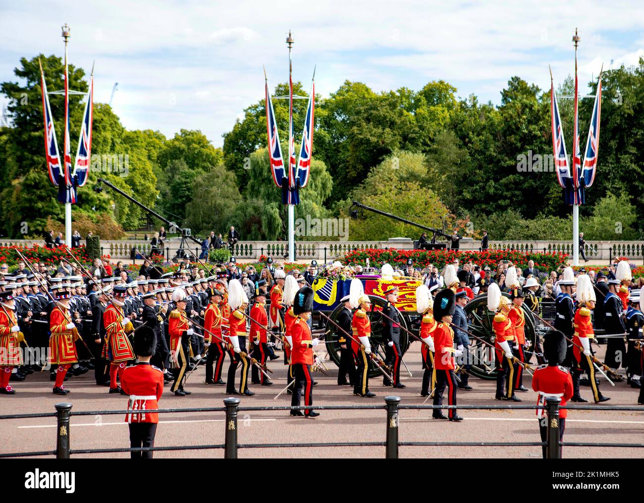 The Coffin of Queen Elizabeth II, is transported on the State Gun