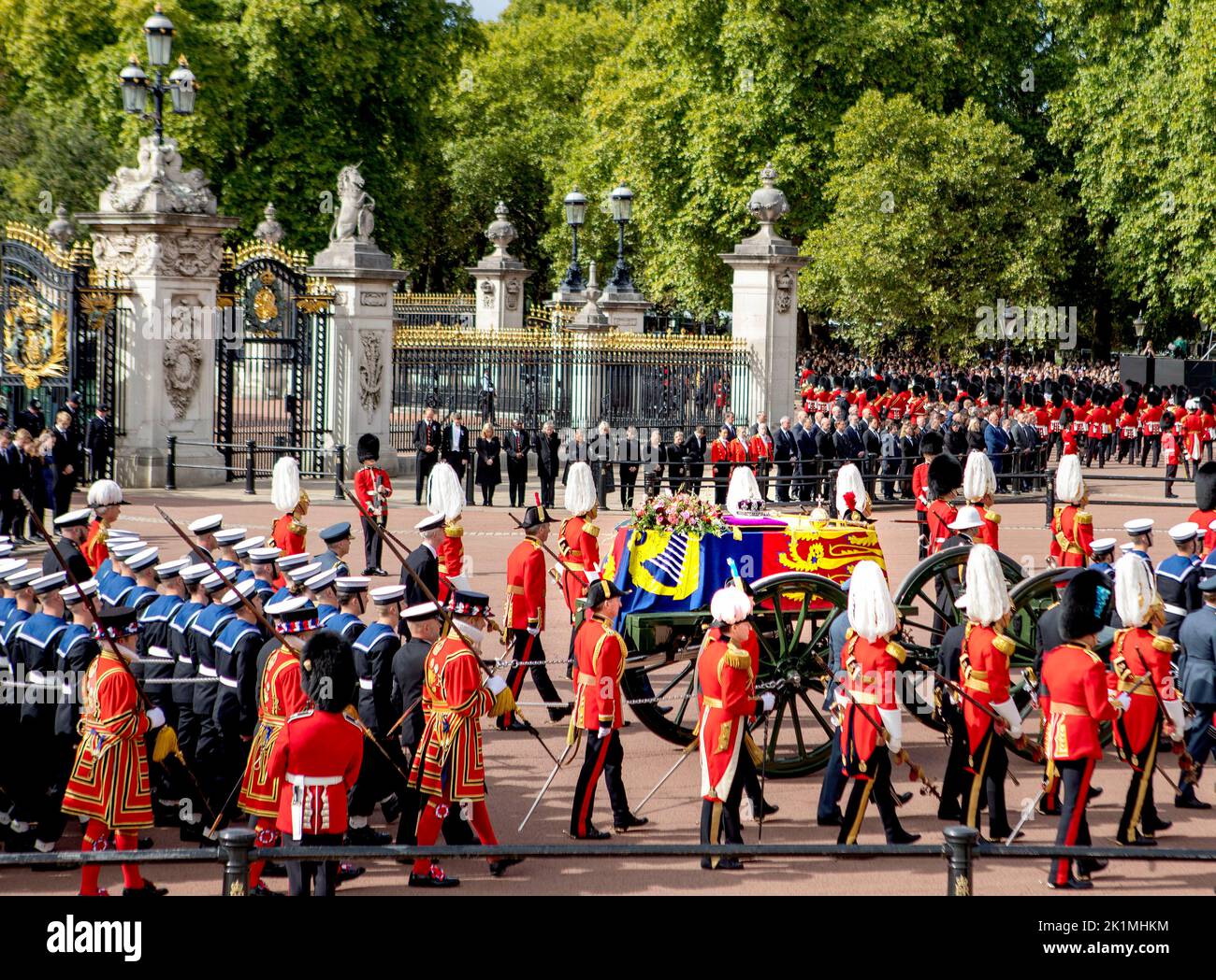 The Coffin of Queen Elizabeth II, is transported on the State Gun
