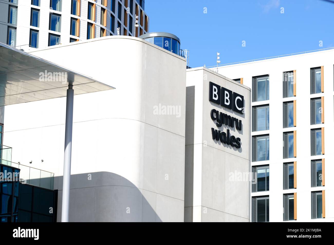 Cardiff Wales - The new BBC Cymru Wales broadcasting HQ ( radio and TV ) in central Cardiff seen in 2022 Stock Photo