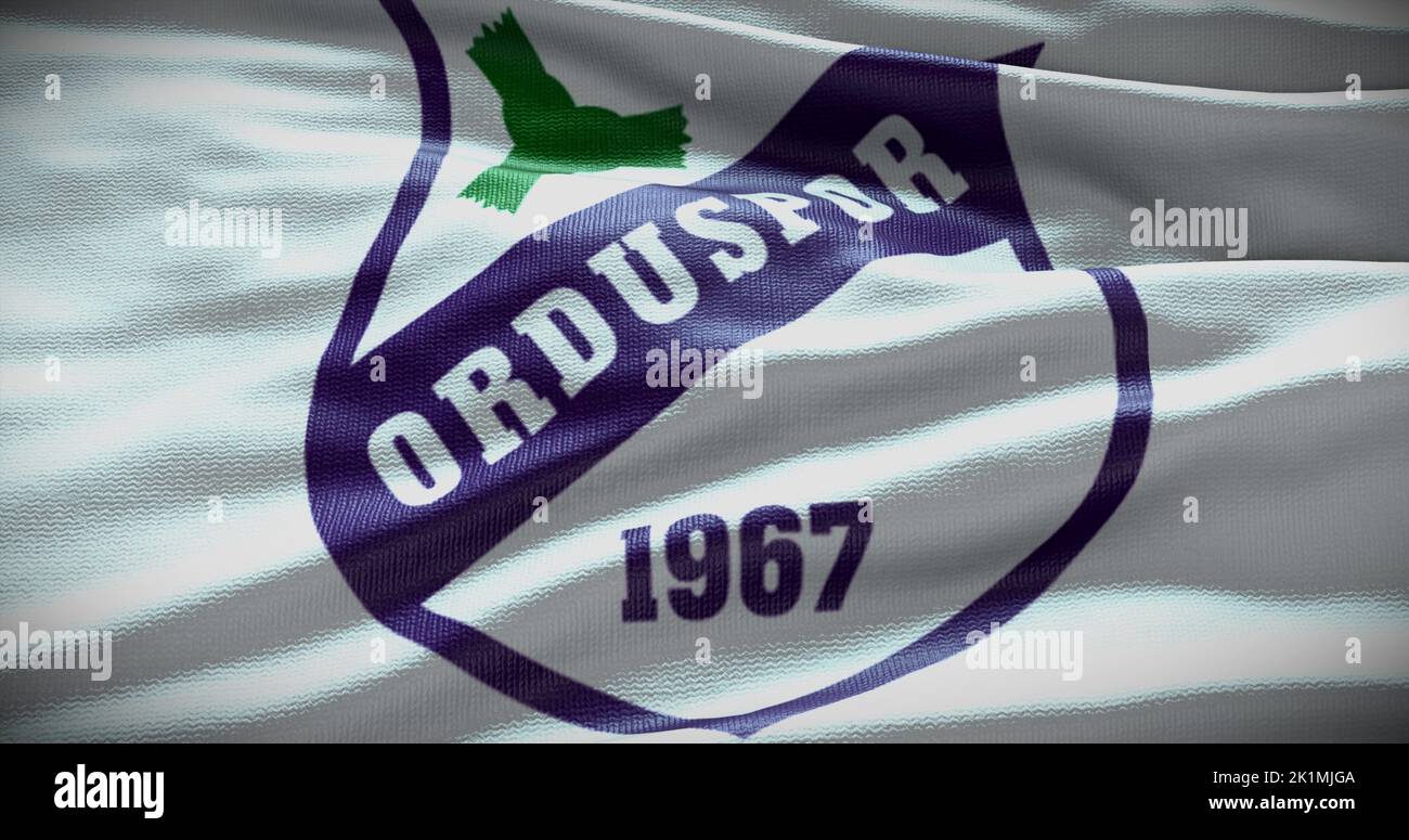 Barcelona, Spain - 17 September 2022: Orduspor FC football club, soccer team logo. 3D illustration, Illustrative Editorial. Stock Photo