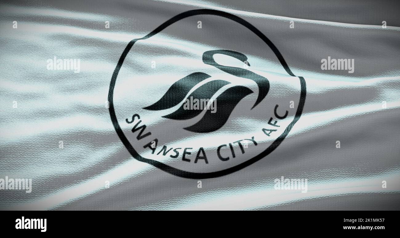 Barcelona, Spain - 17 September 2022: Swansea City FC football club, soccer team logo. 3D illustration, Illustrative Editorial. Stock Photo