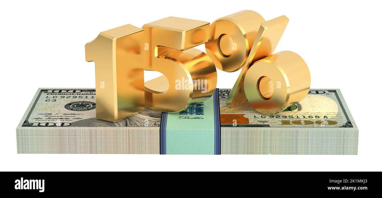 The Number 15% on top of 100 Dollar bills Stock Photo - Alamy
