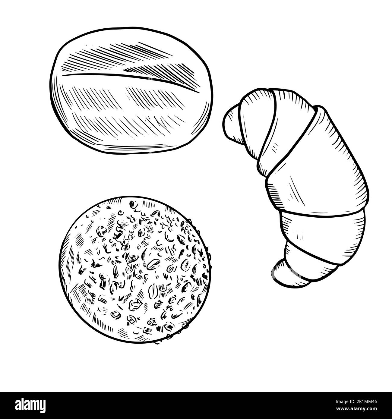 Set of buns, croissants. Line art Stock Vector Image &amp; Art - Alamy