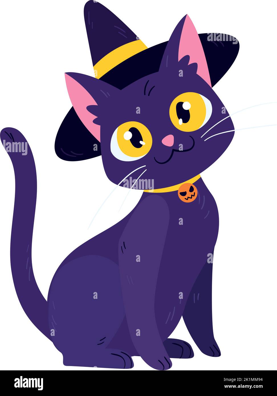 Isolated cute cat with a halloween witch costume Vector Stock Vector ...