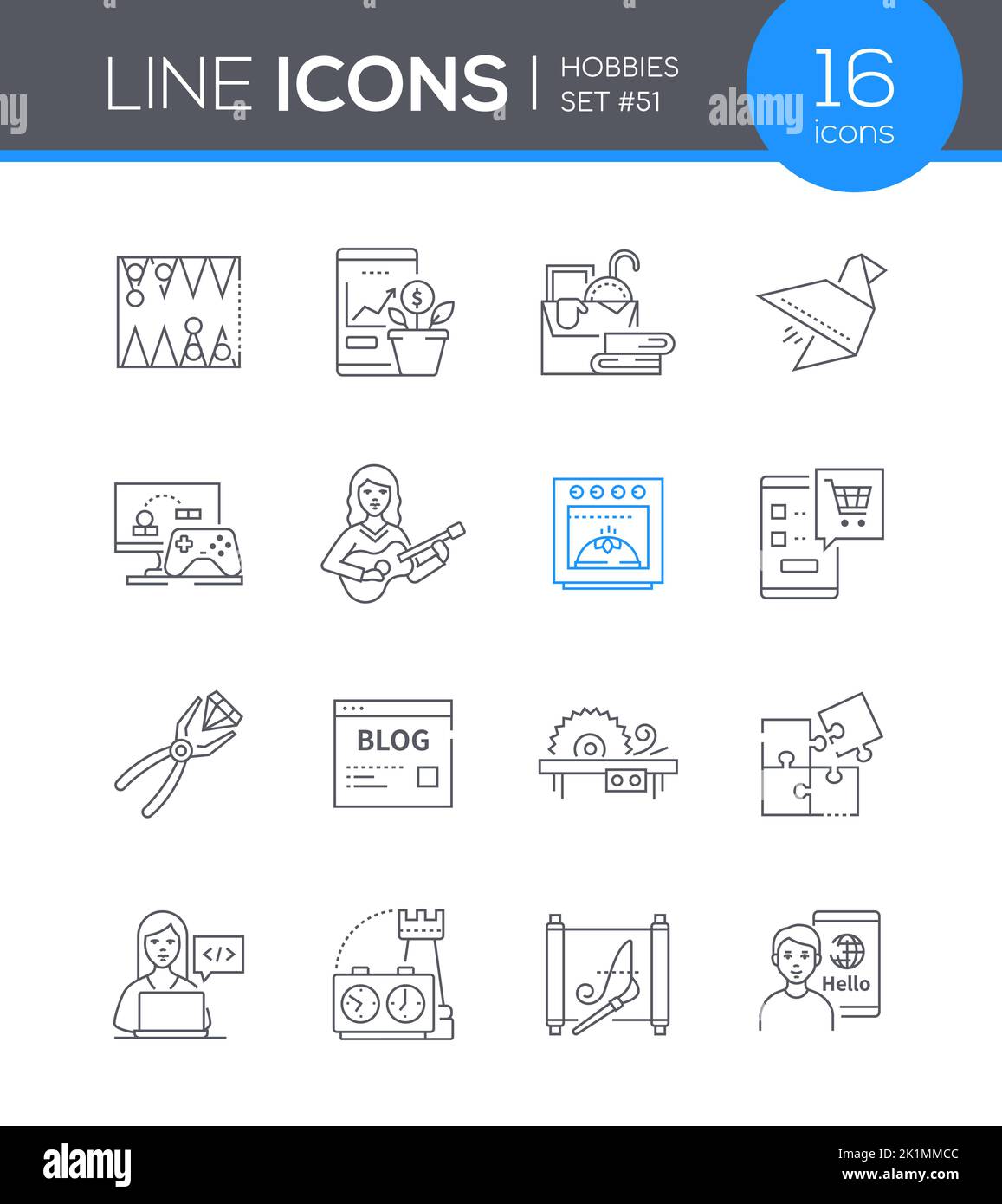 Hobbies - modern line design style icon set Stock Vector Image & Art ...