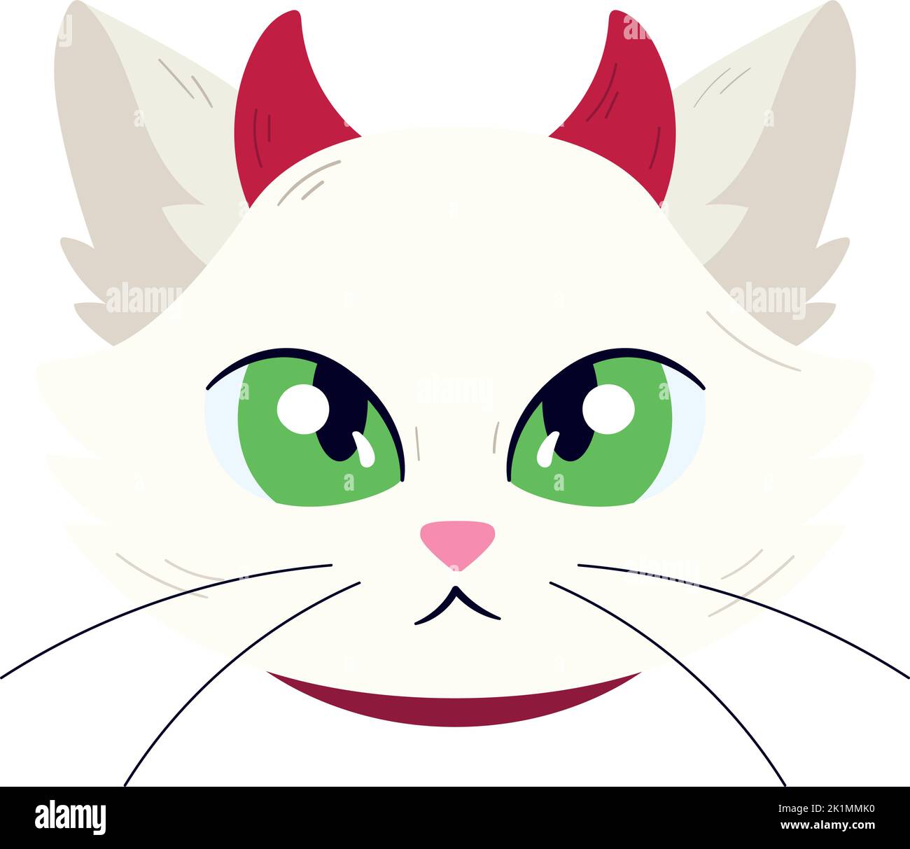 Isolated cute white cat avatar with a halloween demon costume Vector ...