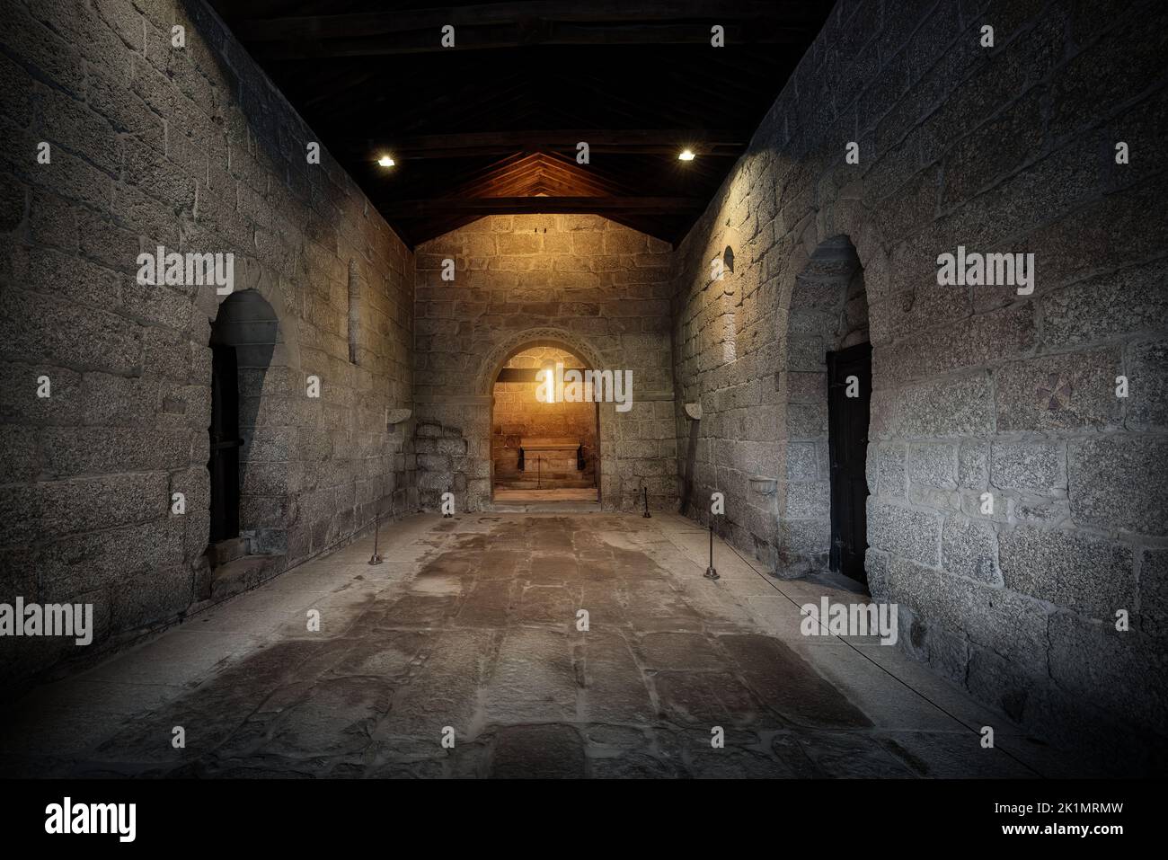 Church of Sao Miguel do Castelo Interior - Guimaraes, Portugal Stock Photo