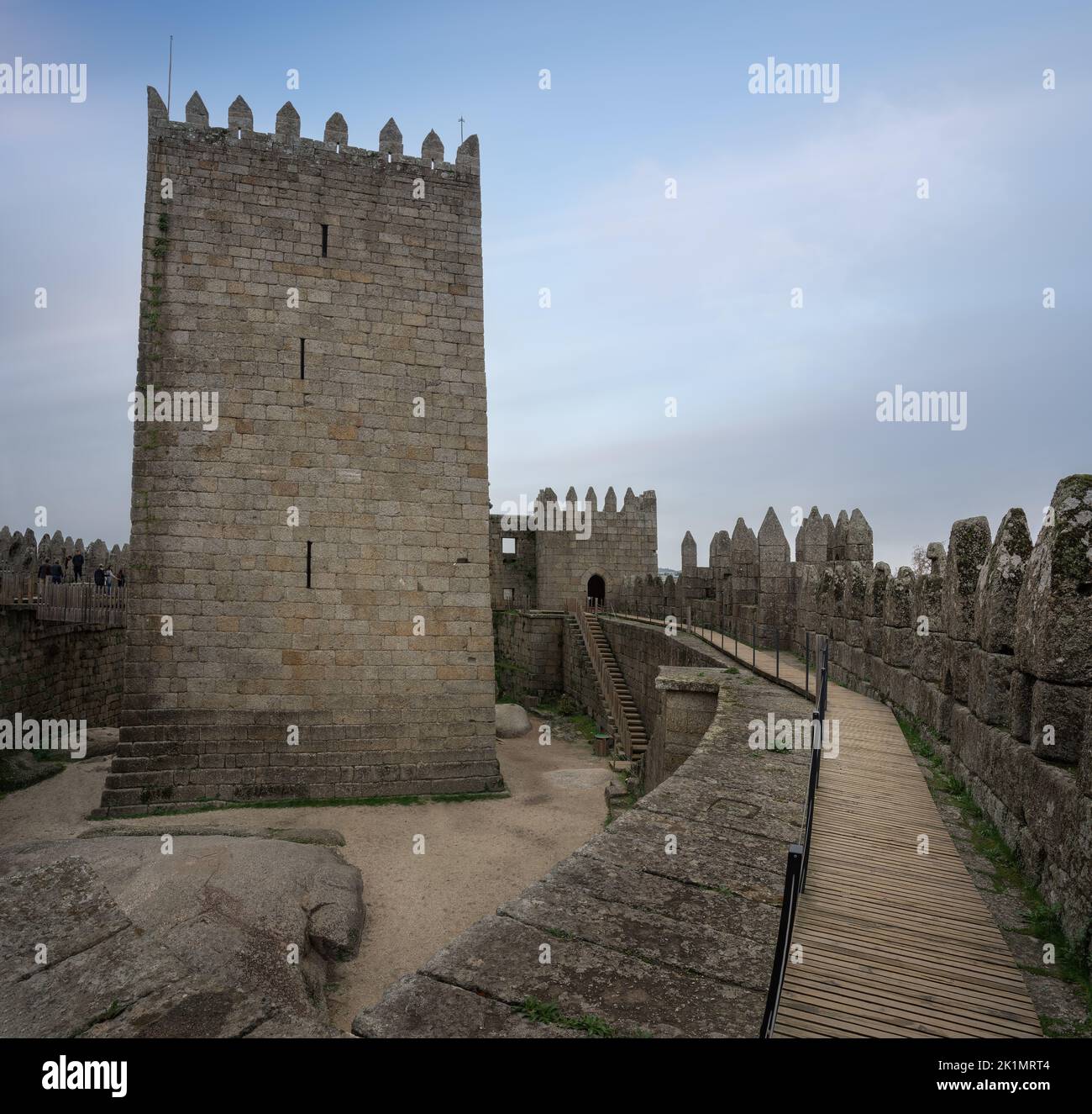 Castle of Guimaraes Keep Tower - Guimaraes, Portugal Stock Photo