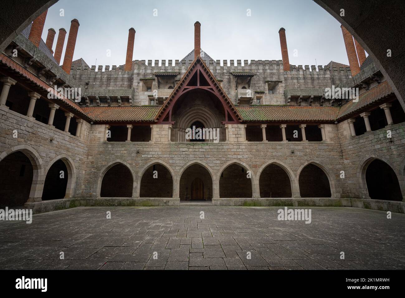 Palace of the Dukes of Braganza Courtyard (Paco dos Duques de Braganca) - Guimaraes, Portugal Stock Photo