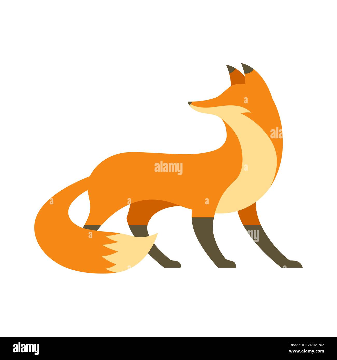 Red fox in flat style for print and design. Vector illustration. Stock Vector